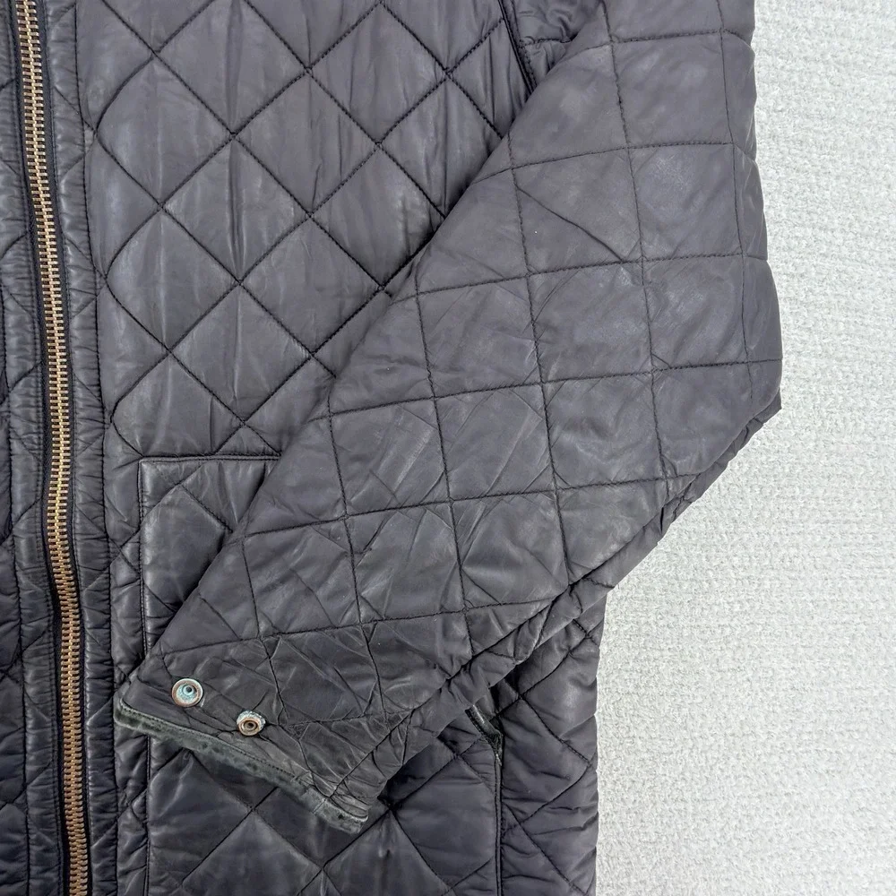 Polo Ralph Lauren Jacket Mens XL Black Quilted Full Zip Fleece Lined Distressed
